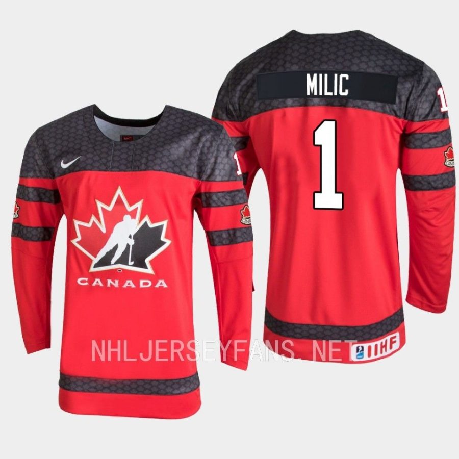 canada thomas milic 2023 iihf world junior championship jersey red