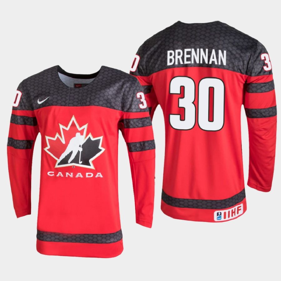 canada tyler brennan 2021 iihf u18 world championship jersey red