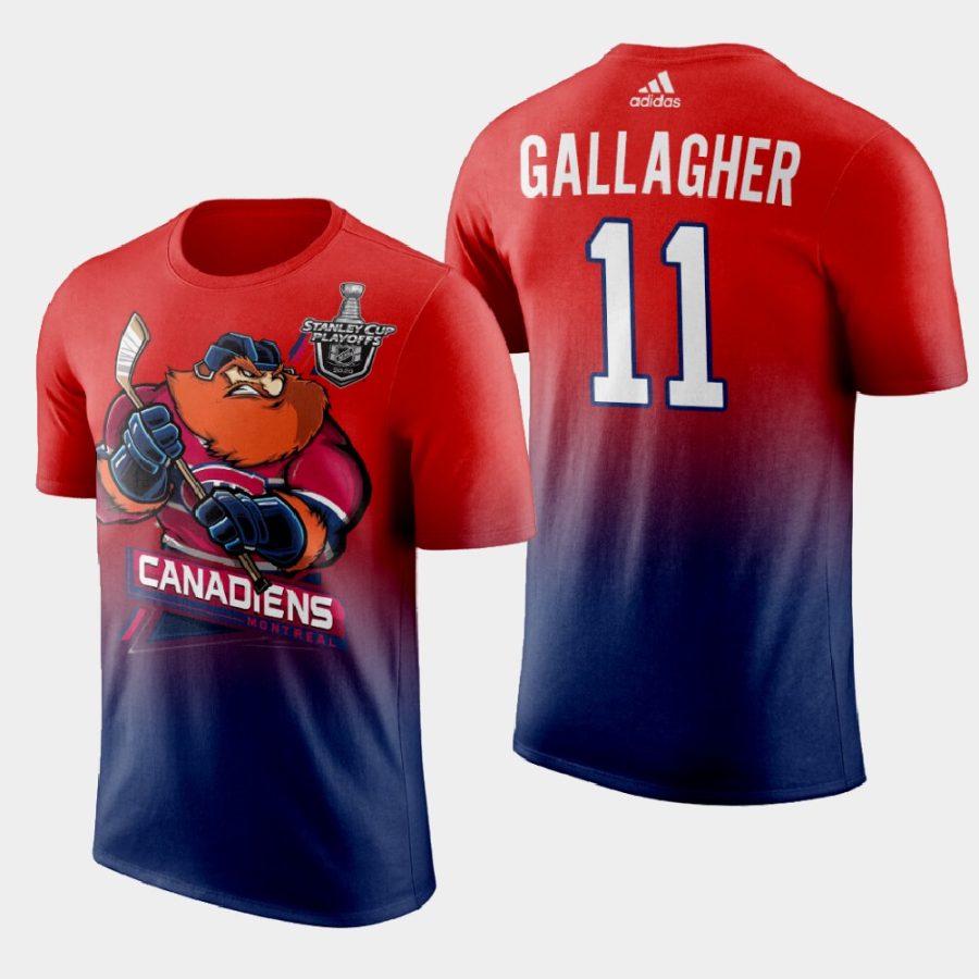 canadiens brendan gallagher red 2020 stanley cup playoffs mascot cartoon t shirt