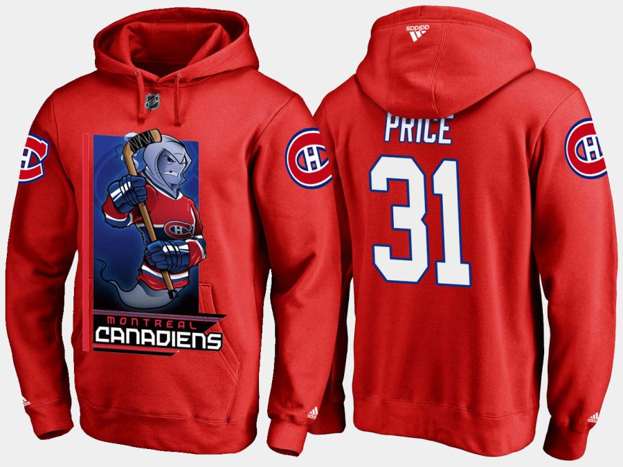 canadiens carey price cartoon team color red hoodie