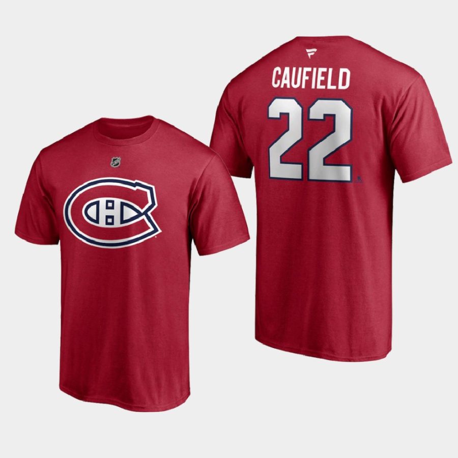 canadiens cole caufield red authentic stack t shirt