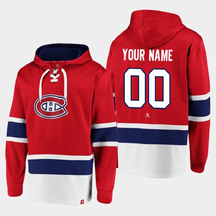 canadiens custom red dasher player lace up hoodie