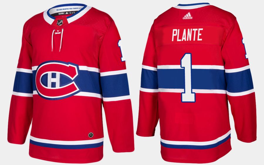 canadiens retired jacques plante home red jersey