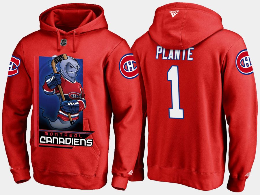 canadiens retiredjacques plante cartoon team color red hoodie