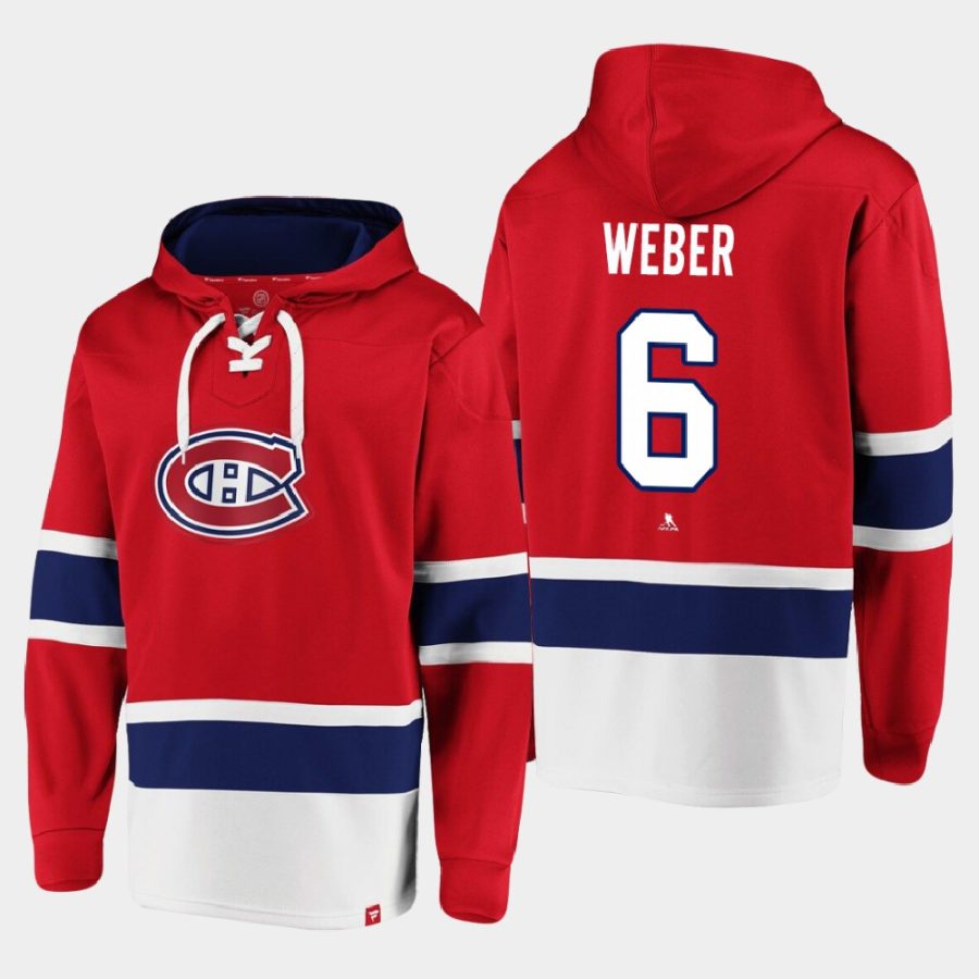 canadiens shea weber red dasher player lace up hoodie