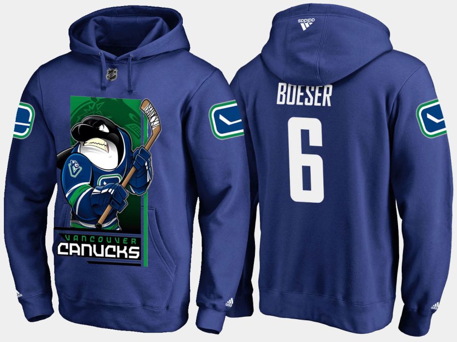 canucks brock boeser cartoon team color blue hoodie