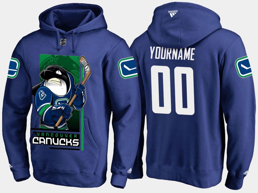 canucks custom cartoon team color blue hoodie