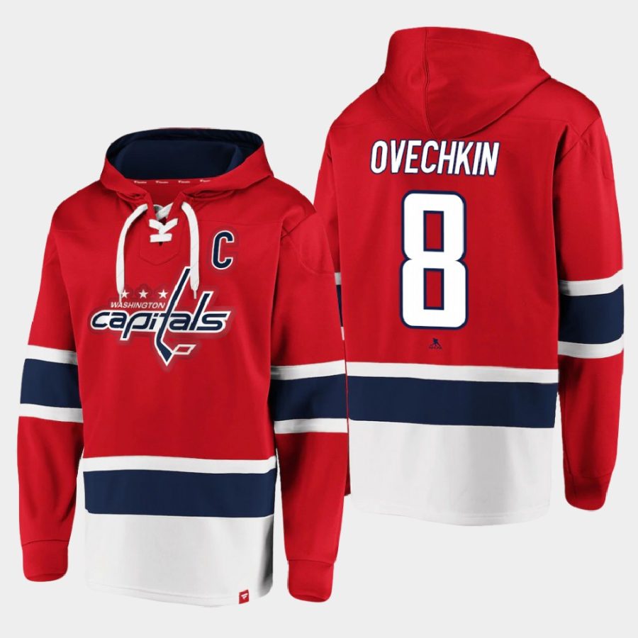 capitals alexander ovechkin red dasher player lace up hoodie