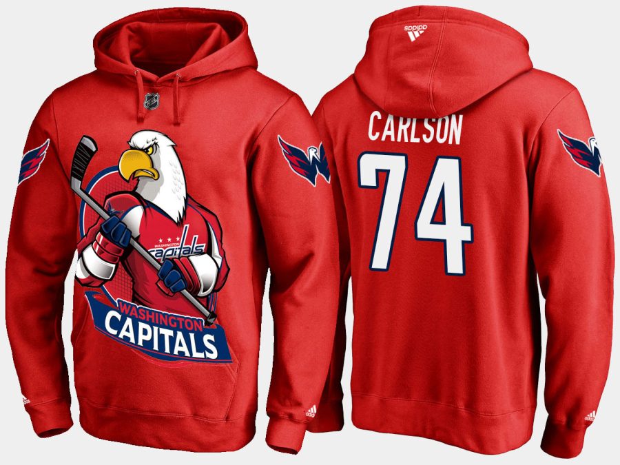 capitals john carlson cartoon team color red hoodie