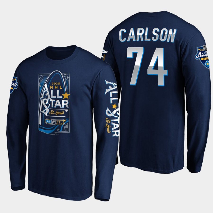 capitals john carlson navy 2020 nhl all star game gateway long sleeve t shirt