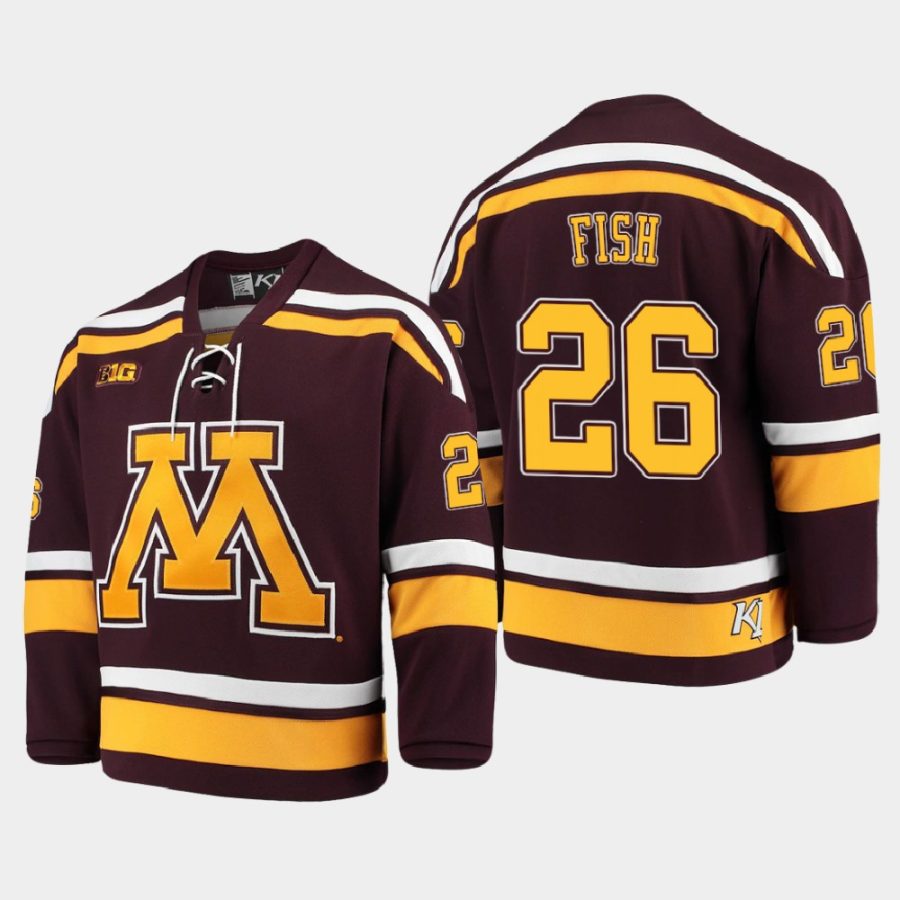 carl fish minnesota golden gophers maroon 2021 b1g tournament championship replica jersey