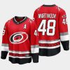 carolina hurricanes jordan martinook 25th anniversary premier jersey red