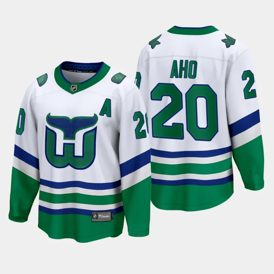 carolina hurricanes sebastian aho whalers premier breakaway jersey white