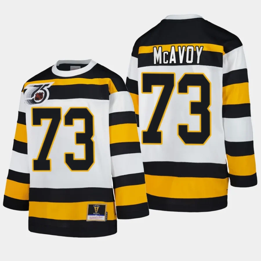 charlie mcavoy bruins white blue line 1991 throwback jersey