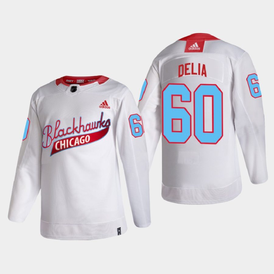 collin delia blackhawks white one community night jersey