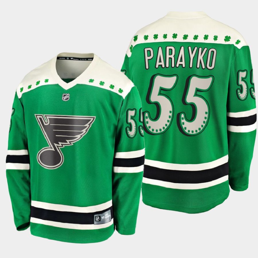 colton parayko blues green 2021 st. patricks day jersey