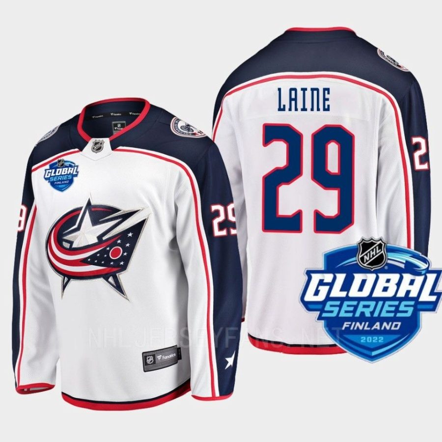 columbus blue jackets patrik laine 2022 nhl global series away jersey white