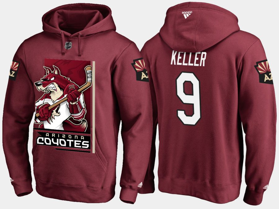 coyotes clayton keller cartoon team color red hoodie