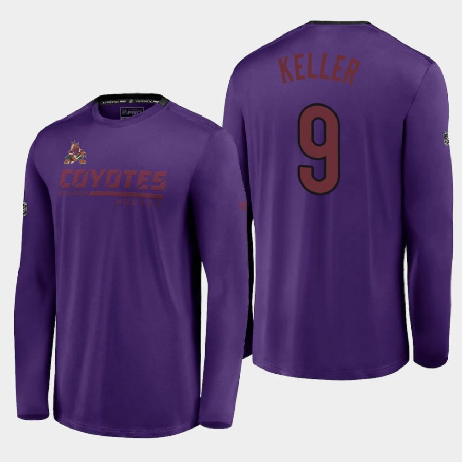 coyotes clayton keller purple special edition locker room long sleeve t shirt