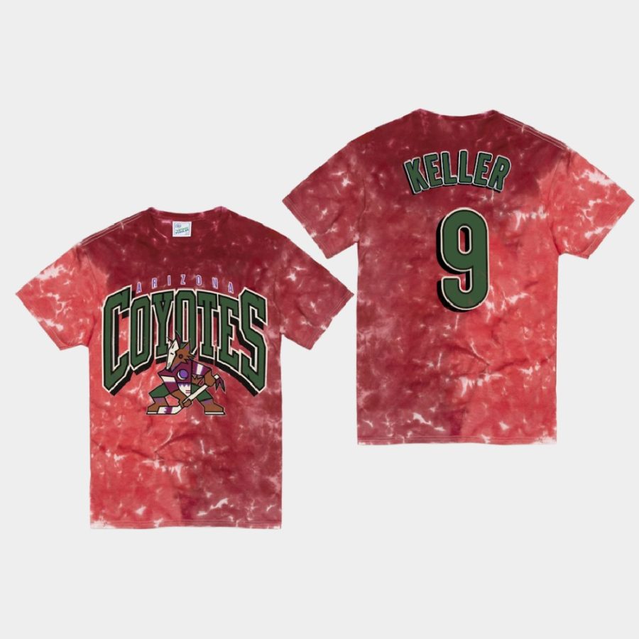 coyotes clayton keller red vintage tubular retro tie dye t shirt