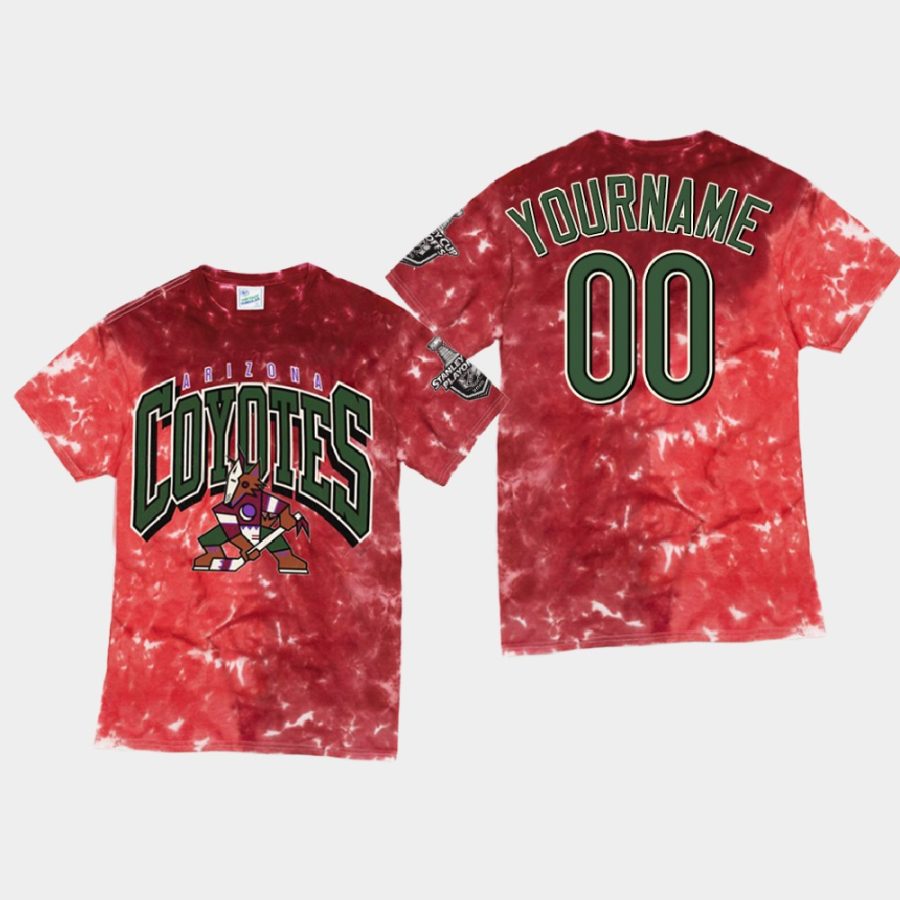 coyotes custom red vintage tubular retro tie dye t shirt