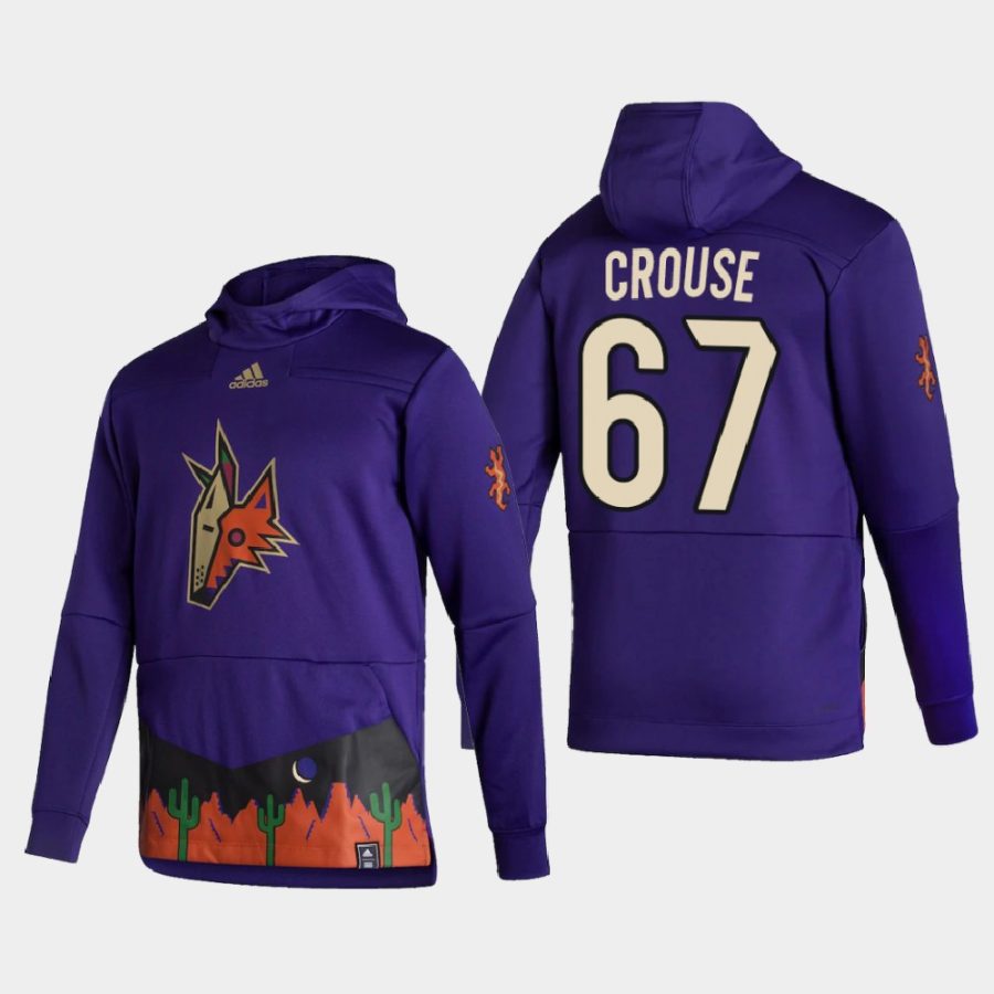 coyotes lawson crouse purple 2021 reverse retro authentic pullover hoodie