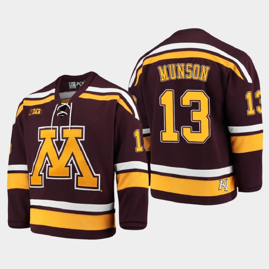 cullen munson minnesota golden gophers maroon 2021 b1g tournament championship replica jersey