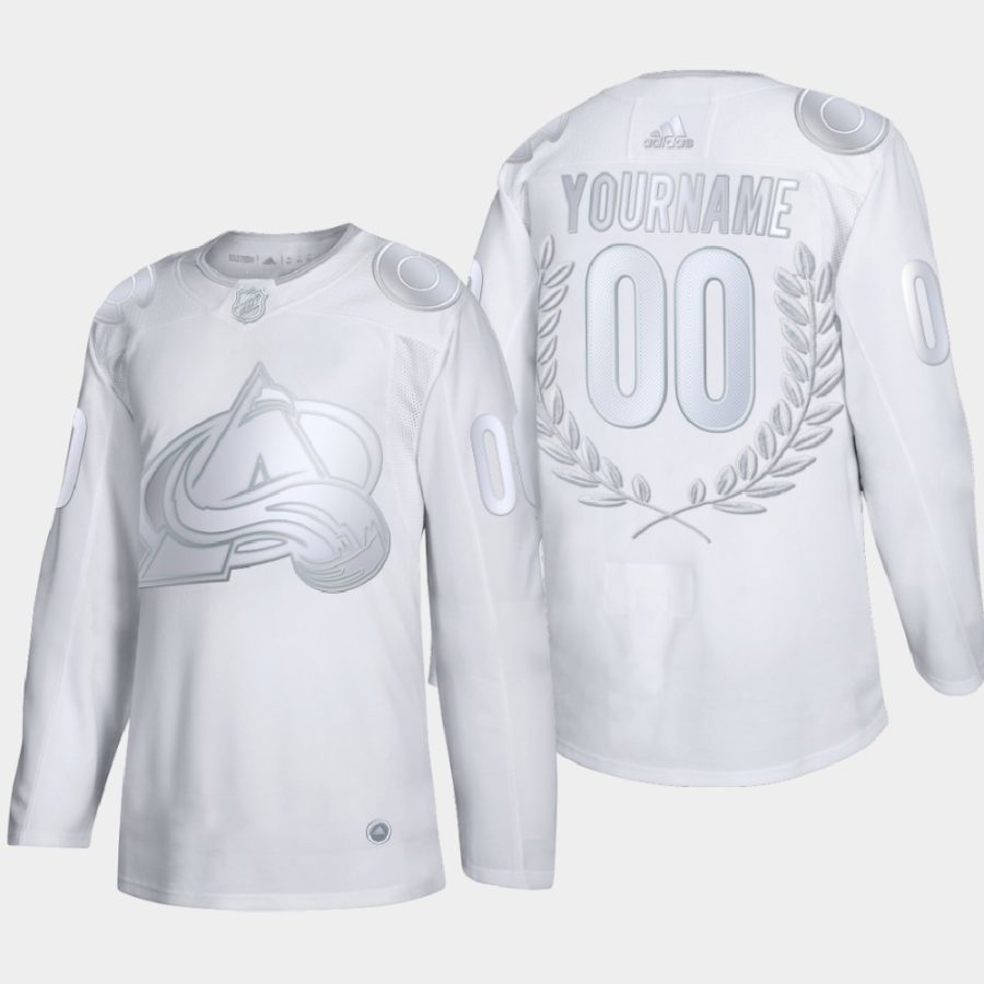 custom avalanche white award golory jersey