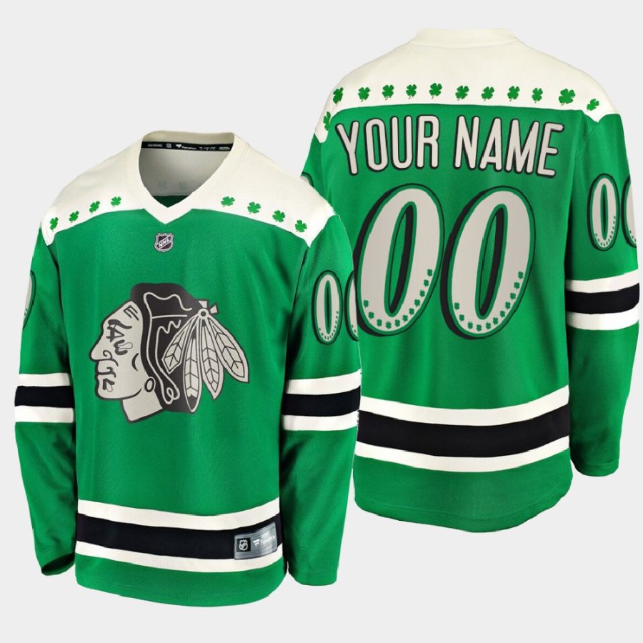 custom blackhawks green 2021 st. patricks day jersey