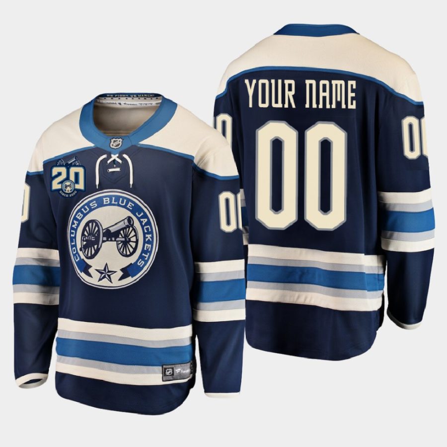 custom blue jackets navy 20th anniversary alternate jersey