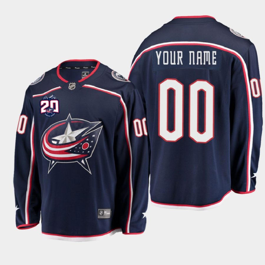 custom blue jackets navy 20th anniversary home jersey