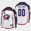 custom blue jackets white 20th anniversary away jersey