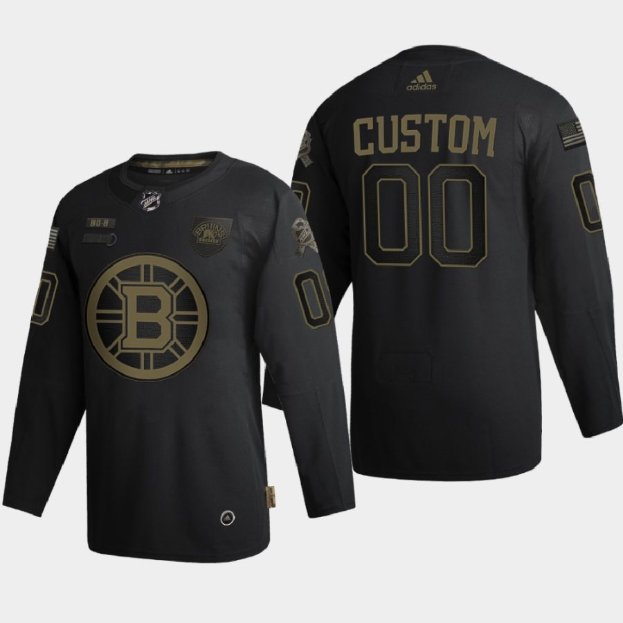 custom bruins black 2020 veterans day authentic jersey