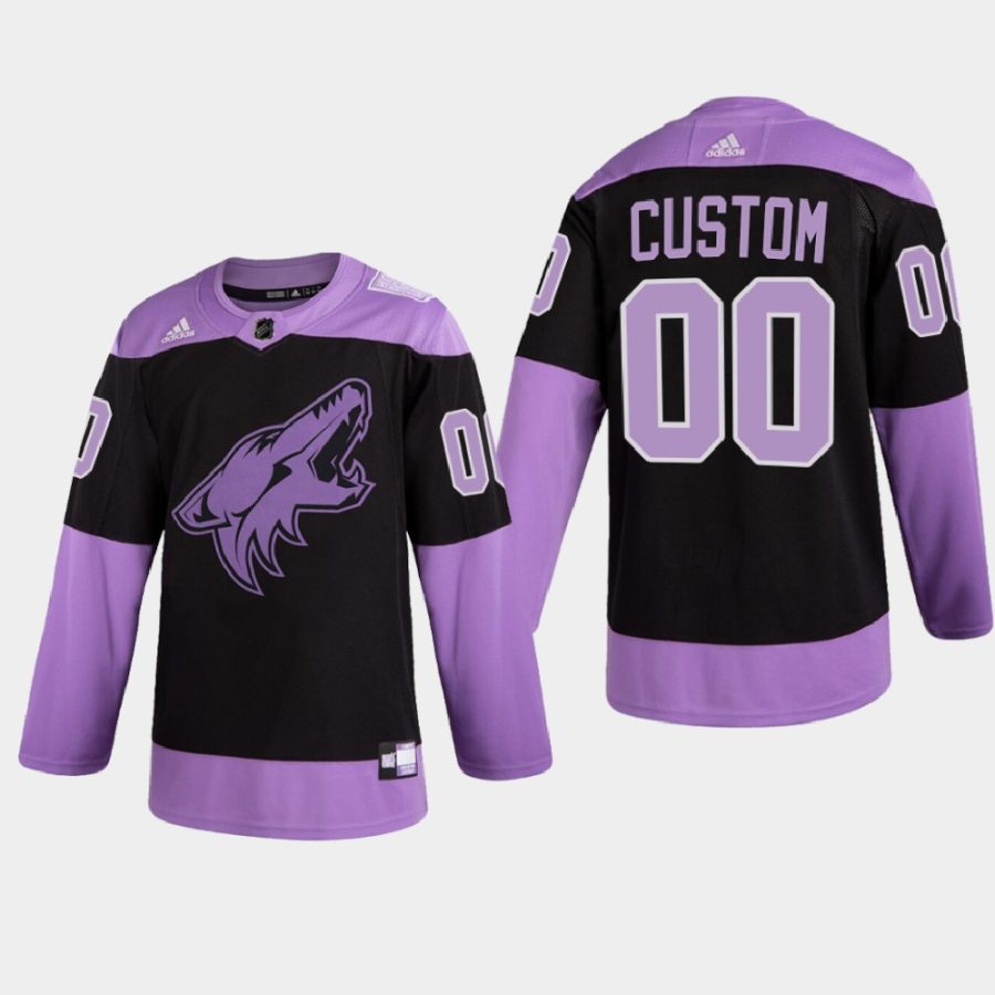 custom coyotes purple 2021 hockey fights cancer night jersey