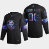 custom islanders black iridescent holographic authentic jersey