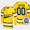 custom michigan wolverines maize 100th anniversary hockey jersey