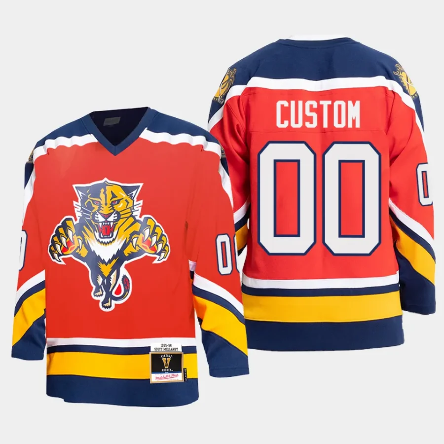 custom panthers red 95 96 authentic blue line jersey