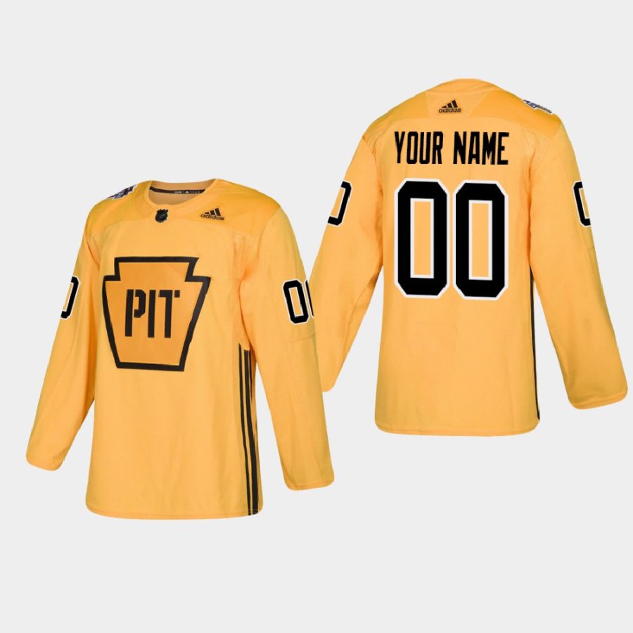 custom penguins gold practice authentic jersey