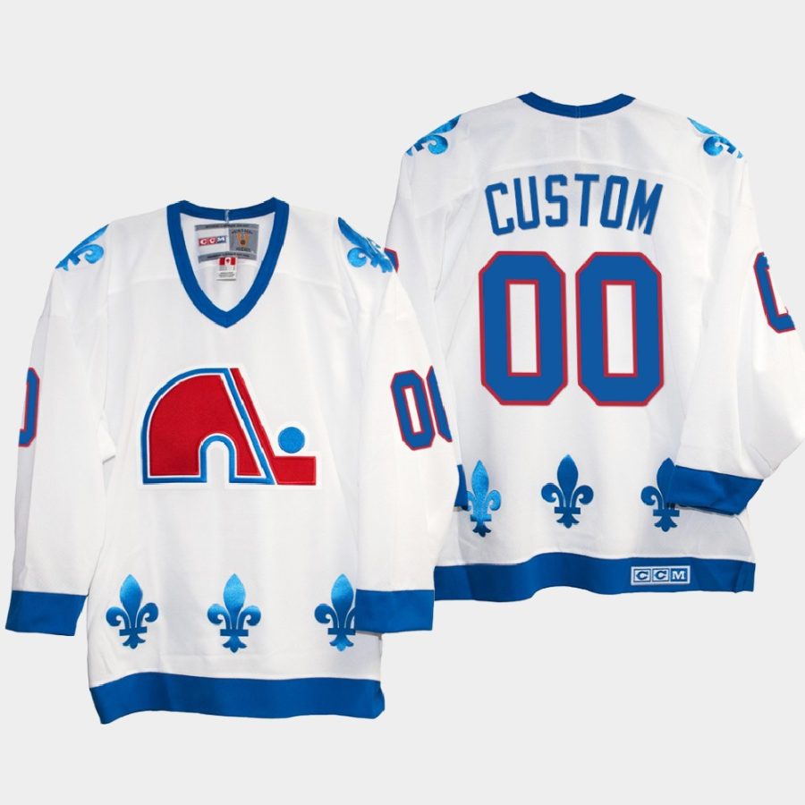 custom quebec nordiques white vintage replica jersey