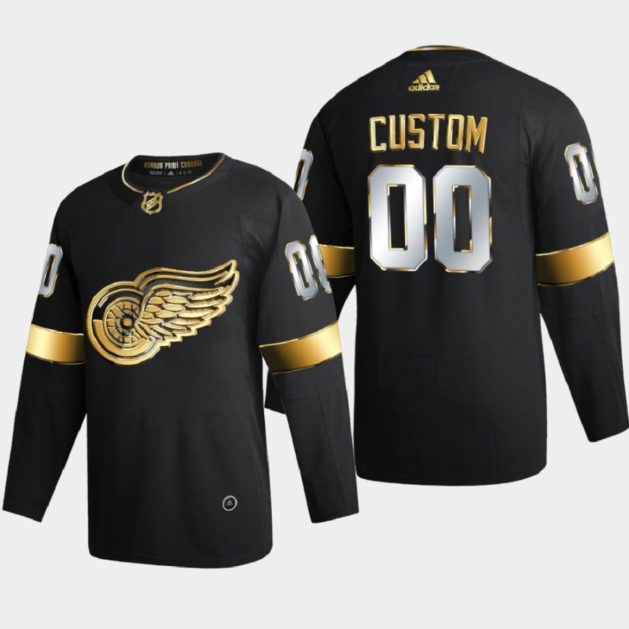 custom red wings black authentic golden limited edition jersey