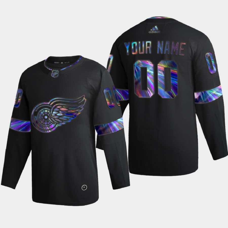 custom red wings black iridescent holographic authentic jersey