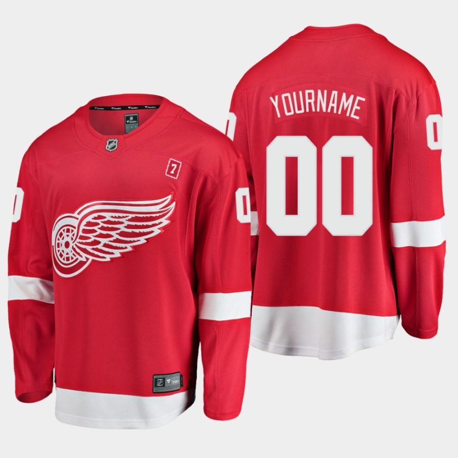 custom red wings red 2019 home patch 7 player jersey