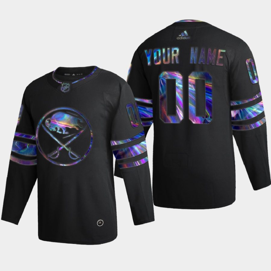 custom sabres black iridescent holographic authentic jersey