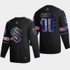 custom seattle kraken black throwback iridescent logo holographic jersey