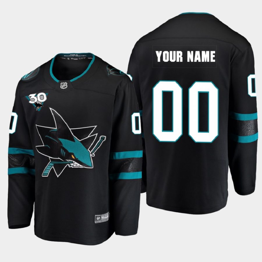 custom sharks black alternate commemorate 30th anniversary jersey