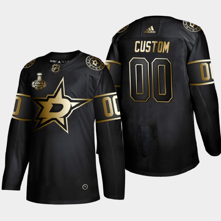 custom stars black 2020 stanley cup final gold limited jersey