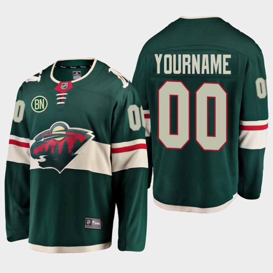 custom wild green 2019 home bn player jersey