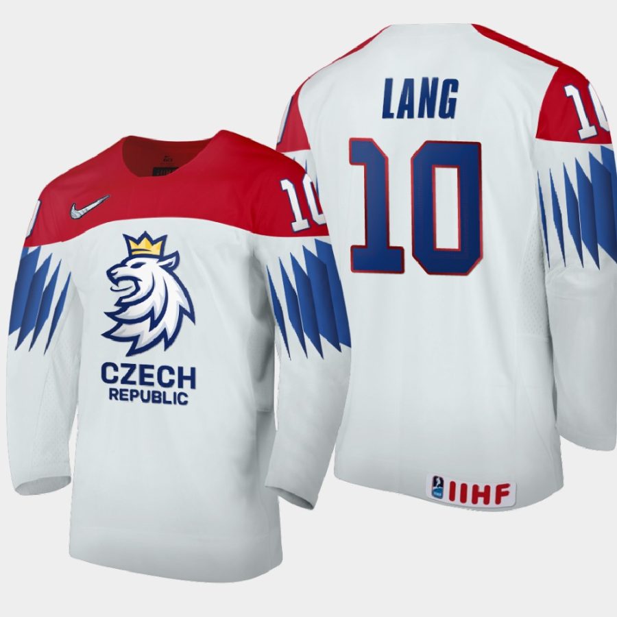 czech republic martin lang 2021 iihf world junior championship home jersey white