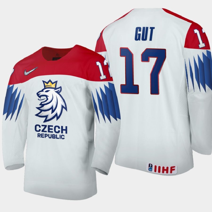 czech republic michal gut 2021 iihf world junior championship home jersey white