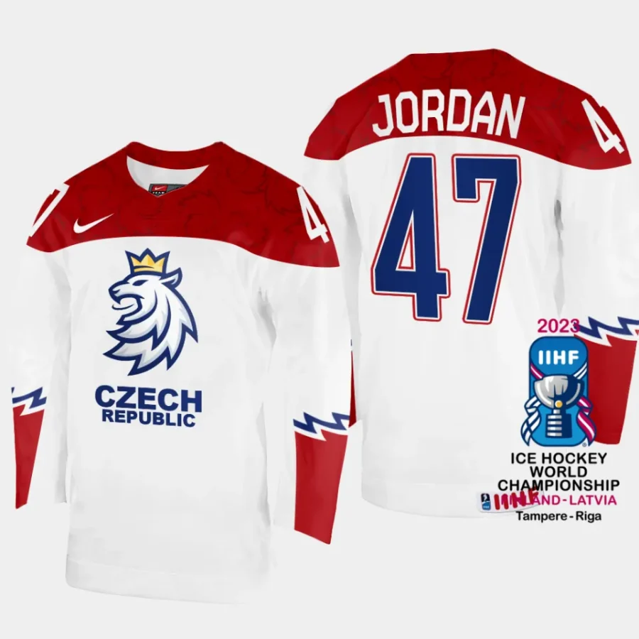 czechia hockey michal jordan 2023 iihf world championship men home jersey white